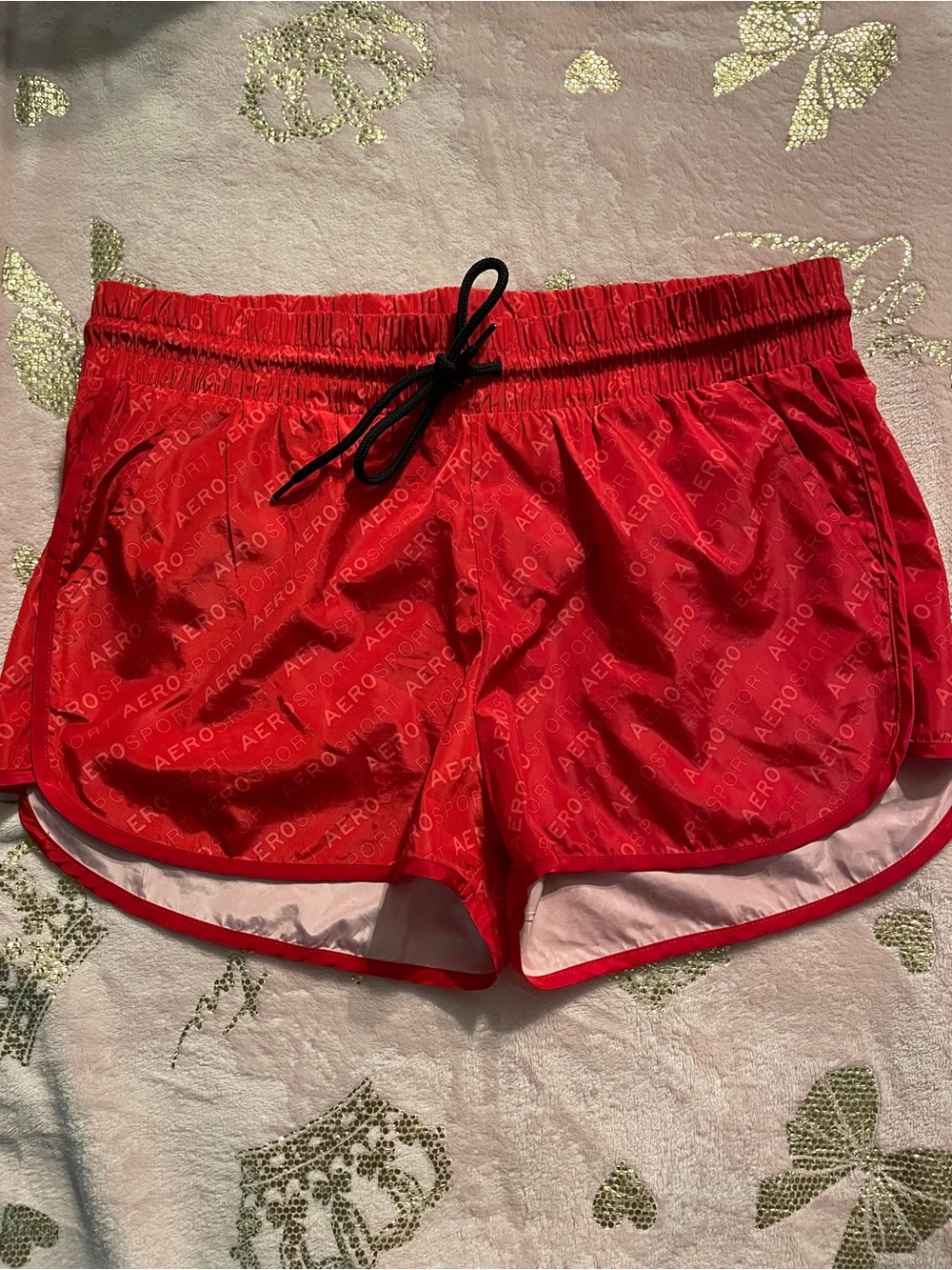 Aeropostale Red Women's Athletic Shorts with Black Drawstring